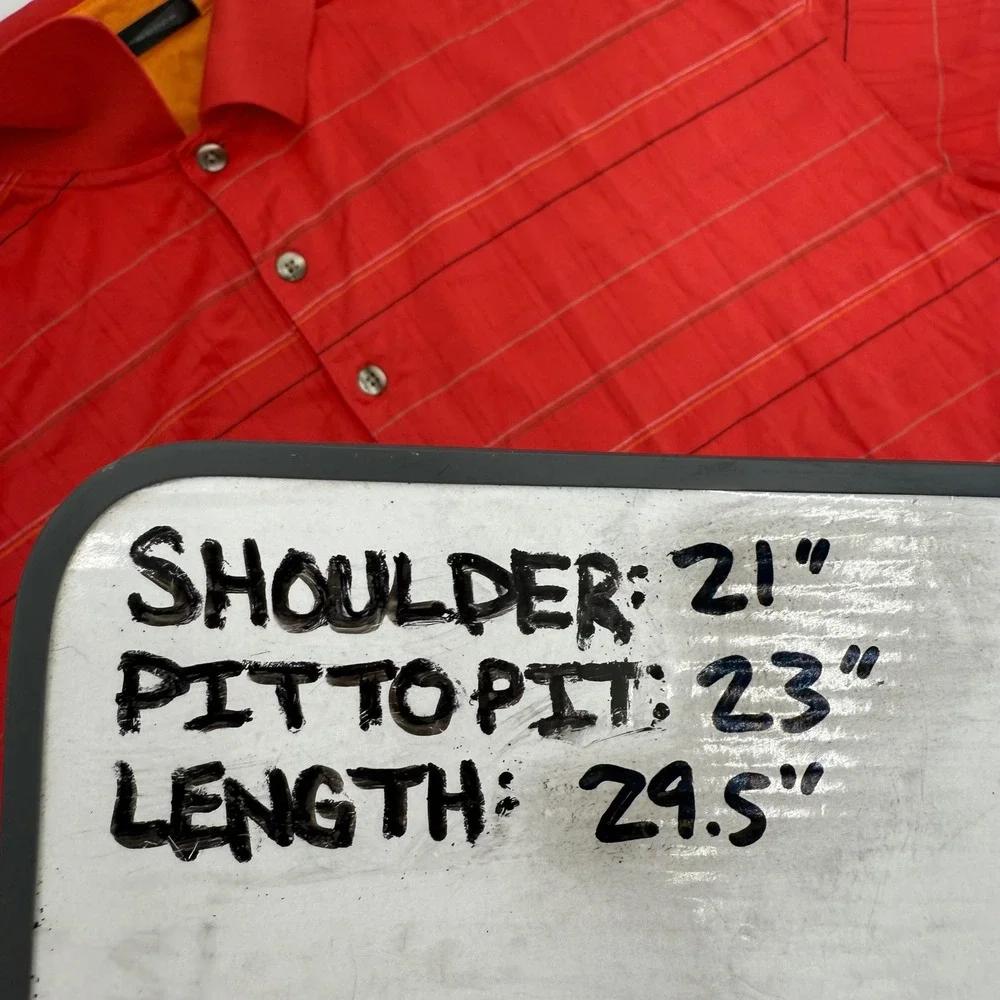 Tiger Woods Collection Golf Polo Shirt‎ Mens XL Red Striped Cotton Blend